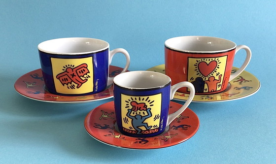 Image 1 of 3 tazze e piattini e tre tazze Keith Haring, Könitz