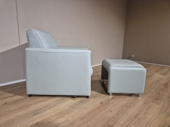 Image 1 of Ausstellungsraum - Montel Mondi Sessel + Hocker - Mint - Leder