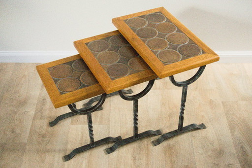 Ensemble de 3 tables gigognes Mimiset de style Brutaliste Vintage