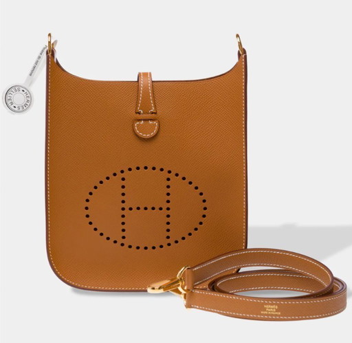 Borsa HERMES Mini Evelyne in cuoio dorato - 103322