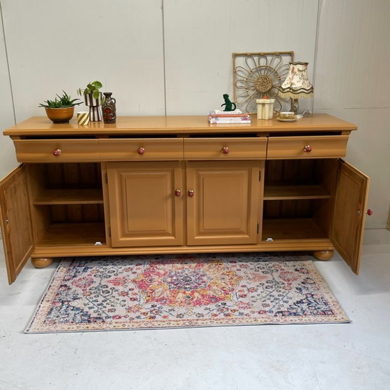 Image 1 of Remodelación de aparador de madera terracota naranja Little Green cómoda con cajones