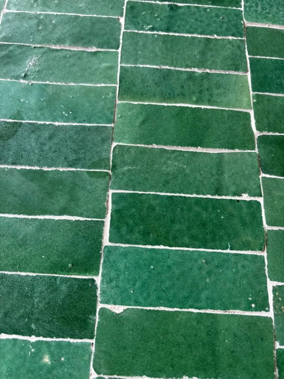 Handmade Moroccan Green Zellige Coffee Table, Indoor & Outdoor, 60 cm, leslosanges, Side tables, Ceramic (photo 6 of 11)