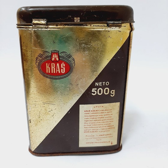 Image 1 of Vintage tin can of cocoa powder with the brand "Kraš"