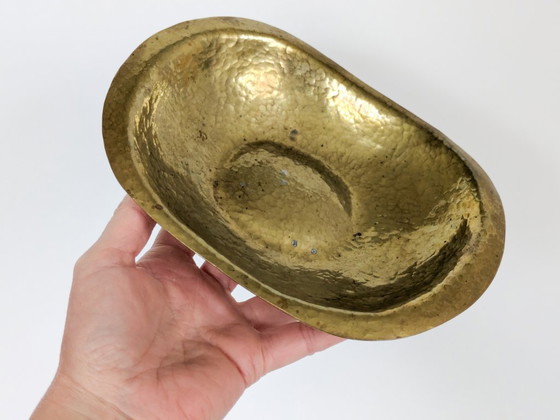 Vintage Hammered Brass Bowl Soap Dish or Trinket Tray Handmade (photo 4 of 10)