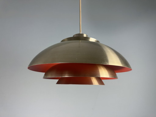 Vintage Dänisches Design Hängeleuchte Gold mit Orange