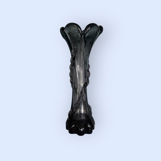 Image 1 of Vase sculptural en verre fumé - Hollywood Regency 1970