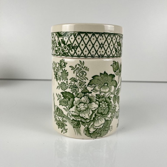 Image 1 of Steingutdose von Mason, grünes Dekor „Stratford“, England, 1970