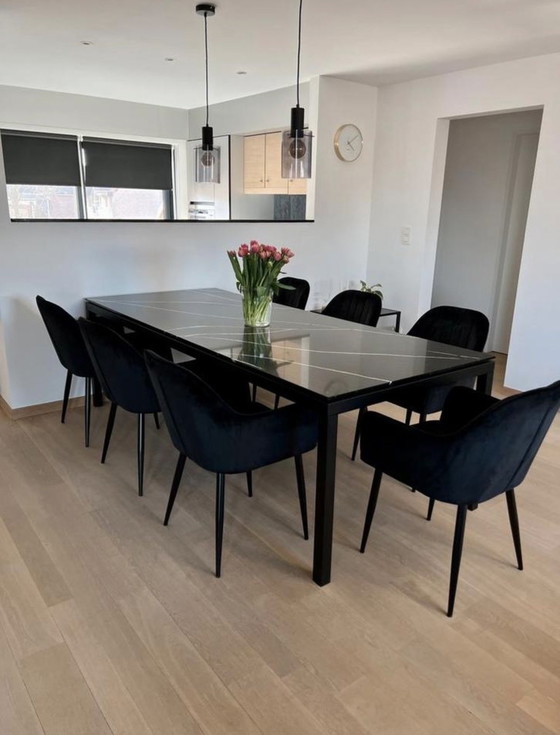 Image 1 of Table de salle à manger Recor en marbre Nero Marquina 240 x 100