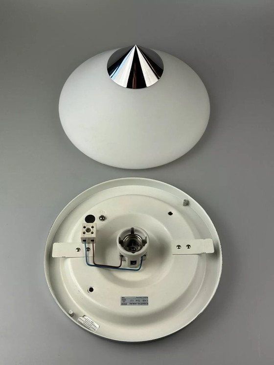 Image 1 of 60s 70s ceiling lamp wall lamp by Limburg Leuchten Germany glass chrome