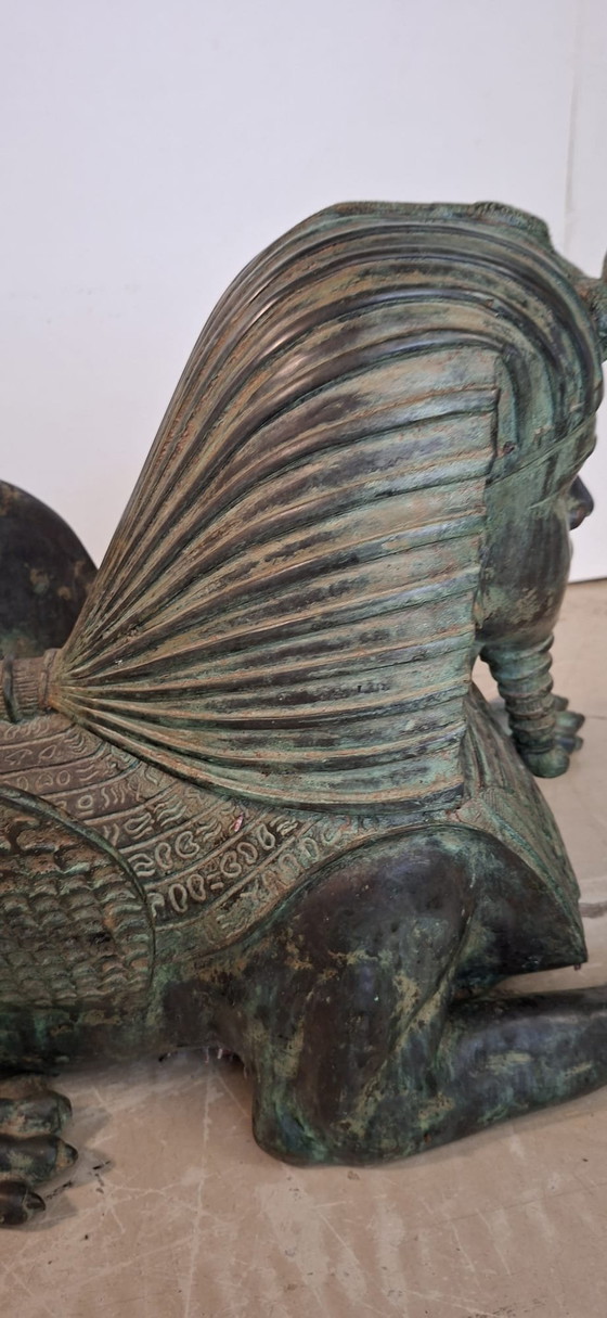 Image 1 of Bronzen Sfinx Hollywood Regency Salontafel 