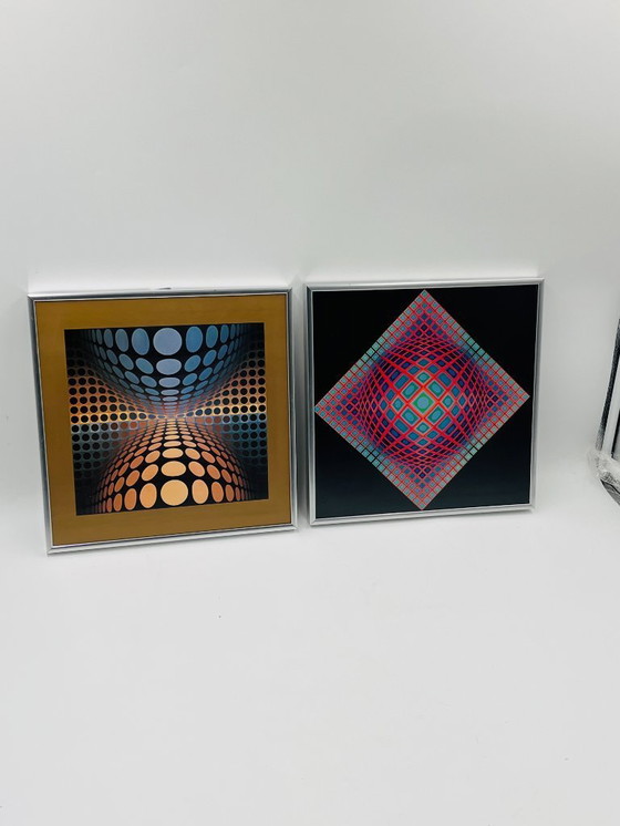 Image 1 of Set of 2 framed folios by V. Vasarely