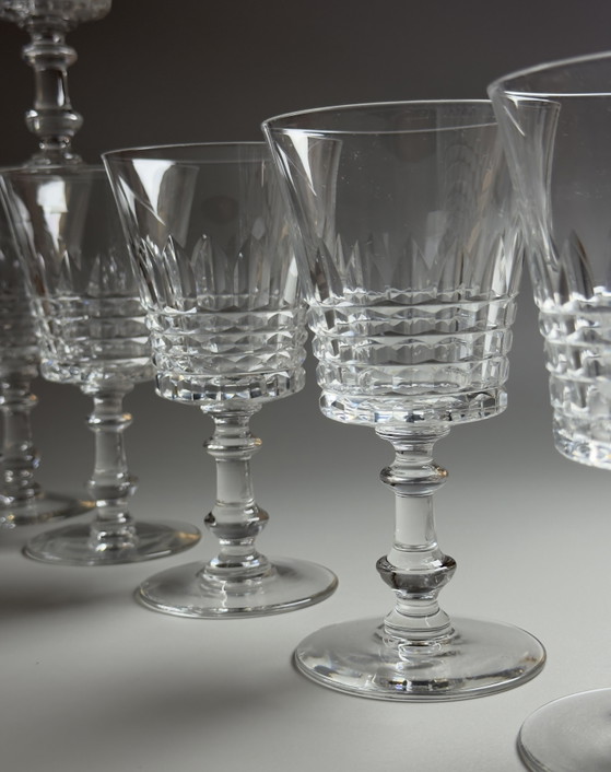 Image 1 of Val Saint Lambert “Service Esneux” set van 6 handgeslepen kristallen glazen - Art Deco