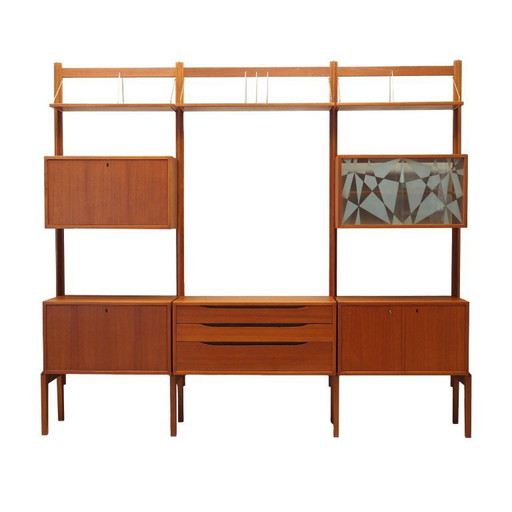 Bibliothèque système en teck, design norvégien, années 1960, fabricant : Bruksbo, designers : Torbjørn Afdal & Rolf Hesland