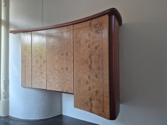 Unieke Custom Jugendstil Designkeuken (1996) – Organisch Fineer met Bar & Radiatorombouw – Merk onbekend (photo 8 of 8)