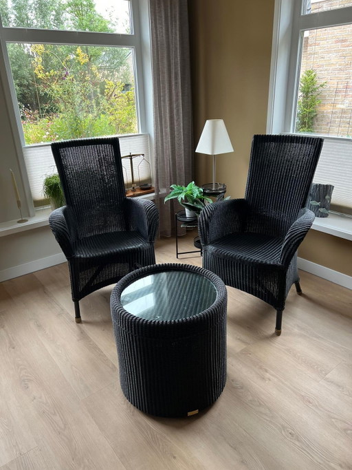 Lloyd Webstuhl-Set Dunkelblau – Lloyd Loom, fauteuils, Glass, Metal (photo 2 of 7)