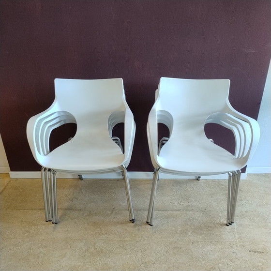 Image 1 of Designerstuhl/Bürostuhl Lyon (8-teilig) – Weiß – Luxuriöses Aussehen – Stapelbar