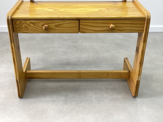 Image 1 of Brutalist Pine Dressing Table Sculptural Design 1970s