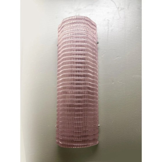 Image 1 of Rechteckige, rosafarbene Wanddekoration aus Muranoglas mit Strasssteinen – 2er-Set