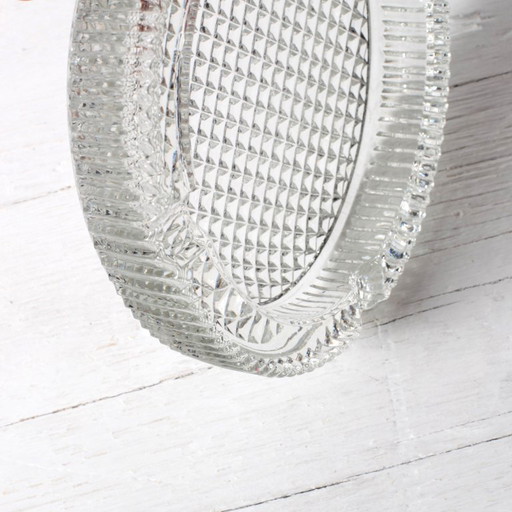 Cenicero de cristal vintage, cenicero redondo de mediados de siglo / Italia / década de 1960