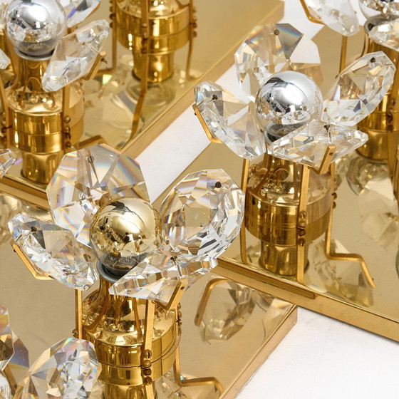 Image 1 of Applique quadrata in ottone con prismi di vetro