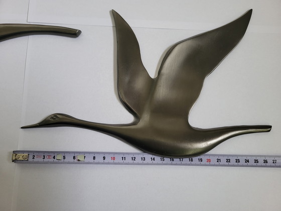 Image 1 of Mid century pewter wall birds (3)
