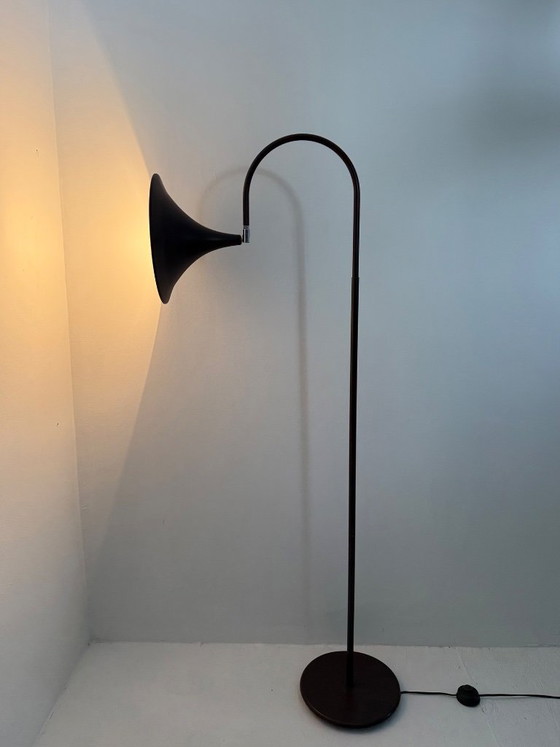 Image 1 of Hala Zeist Trompeten-Stehlampe in Braun, minimalistisch, niederländisches Design der 1970er Jahre
