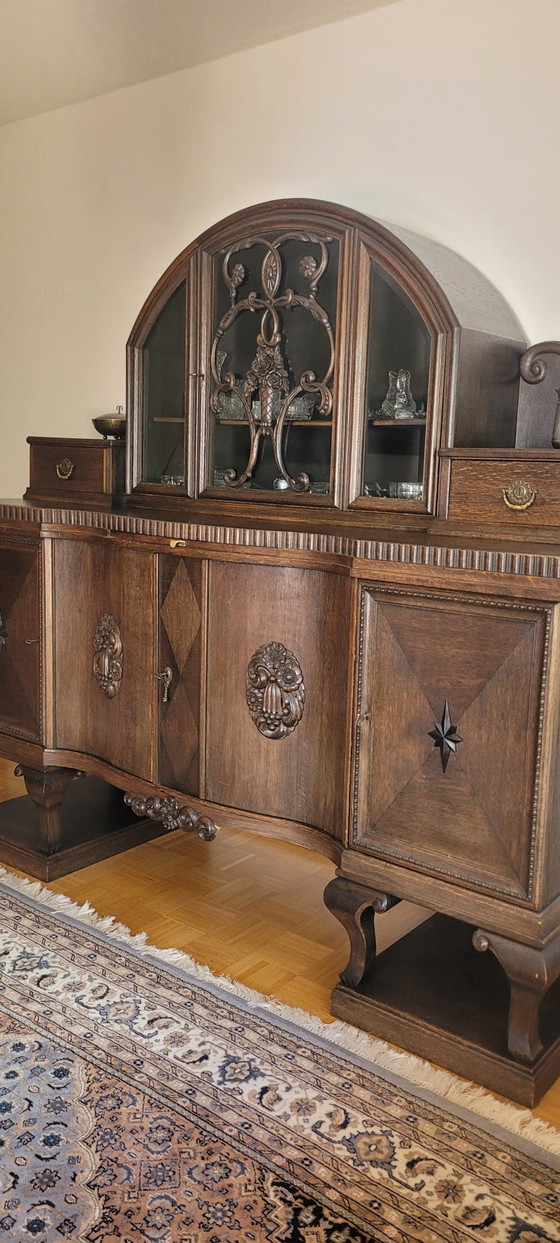 Credenza antica con piano espositivo – inizio XX secolo – Credenze con vetrina, Wood, Brass (photo 10 of 15)