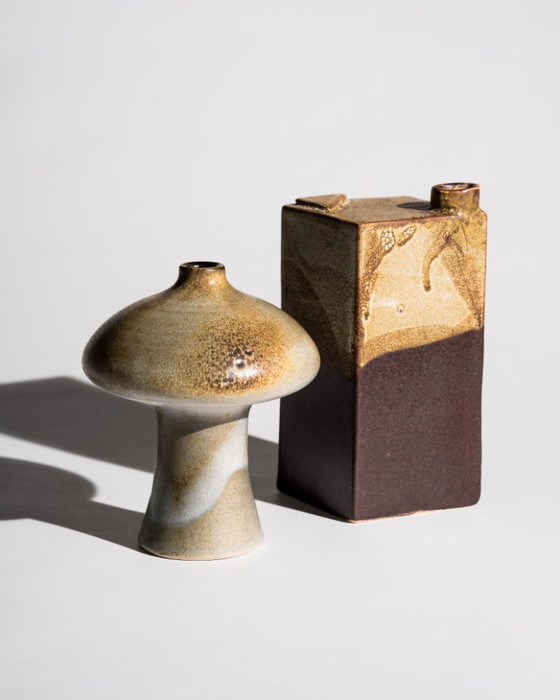 Image 1 of Curated Duo of German Studio Ceramic Sculpural Vessels Till Sudeck & Anonymous