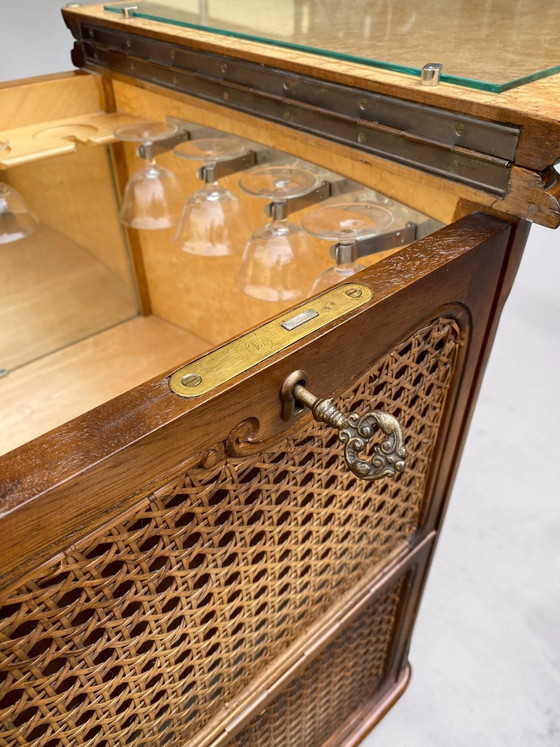 Seltener Luxus Mid-Century Cocktail Servierwagen 1950er – Exklusiver Dry Bar Schrank mit Vogelaugenahorn & (photo 7 of 19)