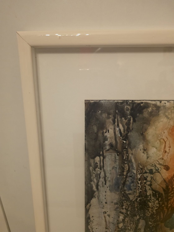 Dries Van den Broeck (1923-1995), Original Abstract Material Work (1992), Art, Glass, Paper, Beige (photo 4 of 13)