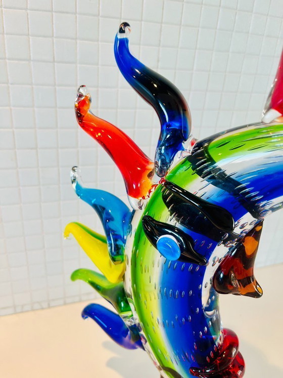 Moon Face Murano Picasso Stijl Glazen Sculptuur Meerkleurig Handgeblazen Kunst – Decoratieve objecten, Glass (photo 5 of 7)