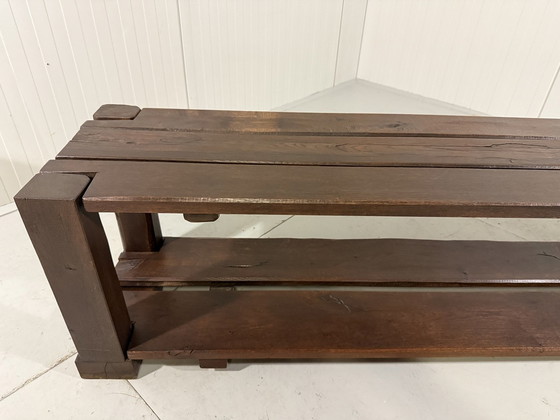 Image 1 of Large Brutalist Oak Bench/Wall Table 1900's