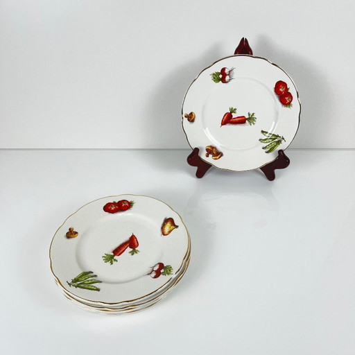 Set of 6 KG Lunéville "Le Potager" dessert plates, 1950/70