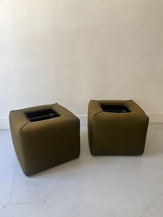 Image 1 of Pair of Cinna Hairstands in Foam and Smoked Plexiglas, Ligne Roset France 1970