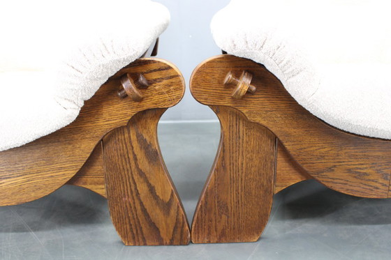 Image 1 of Coppia di poltrone brutaliste in rovere, Cecoslovacchia, anni '70