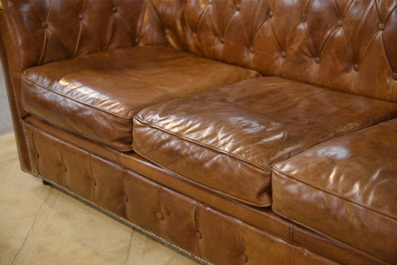 Image 1 of Chesterfield sofa in brown leather