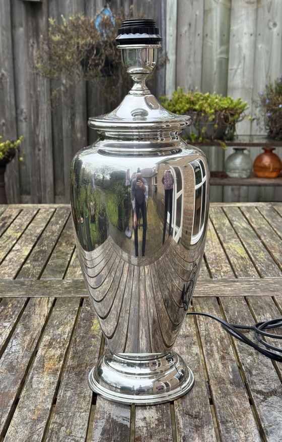 Image 1 of Luxe Franse Étain 95% lampvoet ('80) | Zwaar klassiek-chique designstuk