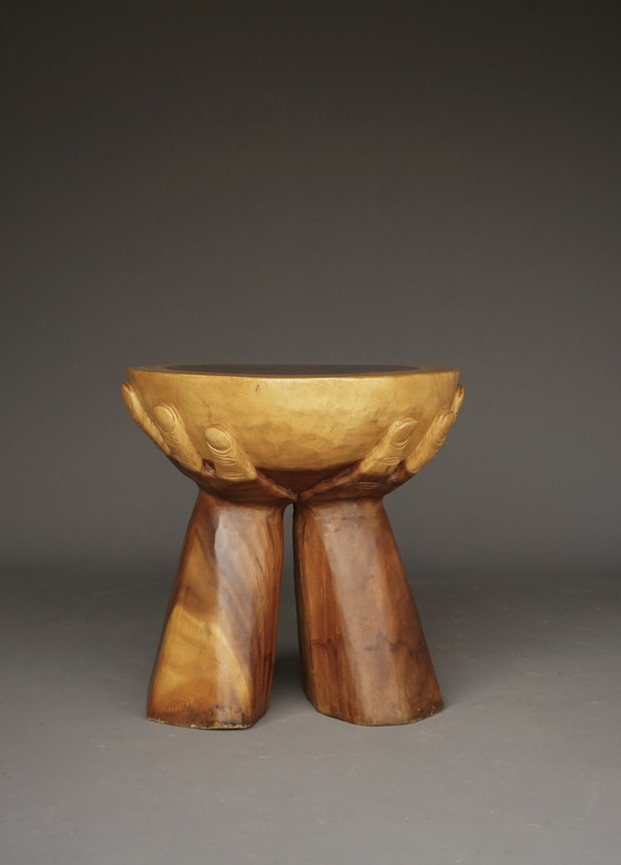 Image 1 of Table à mains vintage en bois massif, 1970