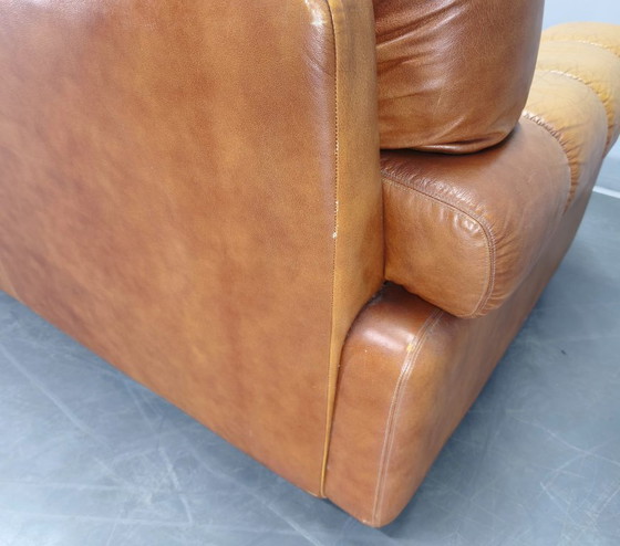Image 1 of Canapé trois places en cuir cognac italien, style milieu du XXe siècle, années 1970
