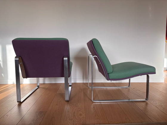 Cado Lounge chairs x 2 by Poul Henningsen Denmark, Side chairs, Chrome, Textile, mint (photo 9 of 12)