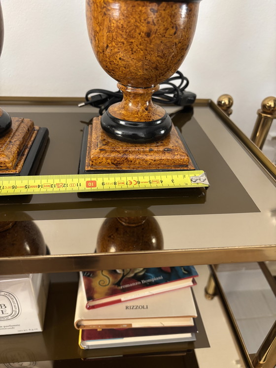 Coppia di Lampade da tavolo italiane vintage – Effetto radica – Made in Italy – Wood (photo 7 of 8)