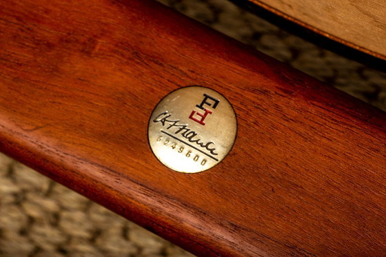 Image 1 of Série de 6 chaises Danoises en Teck, Cannage et Cuir, modèle FD 187 par Arne Vodder pour France & Son 1956.