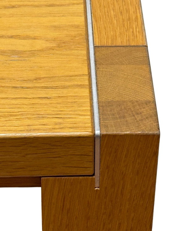 Image 1 of Juego de 2 mesas auxiliares PADUA de diseño de alta gama | Acento industrial | Roble macizo y metal