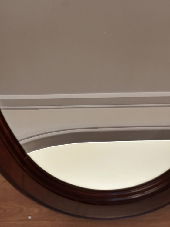 Miroir ovale vintage en bois teinté – 66 × 48,5 cm – Wood, Glass (photo 7 of 15)