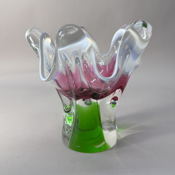 Image 1 of Vintage Czech Art Glass Vase – Attributed to Josef Hospodka – Chribska – Sommerso – 1960s