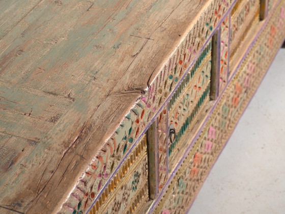 Credenza antica dipinta in legno di pino – Xinjiang, circa 1930 – Credenze con vetrina, Wood (photo 25 of 40)