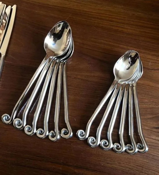 30-piece stainless steel cutlery set - spiral shape, swirls – Design (photo 2 of 6)