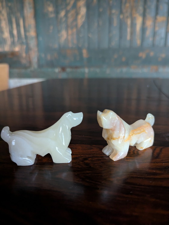 Image 1 of Vintage dog figurines - onyx - 1970s