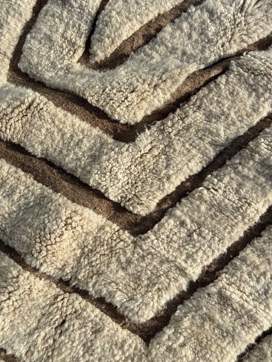 Image 1 of Modern Marokkaans Mrirt-tapijt 200x300 cm – Crème wollen textuurdesign