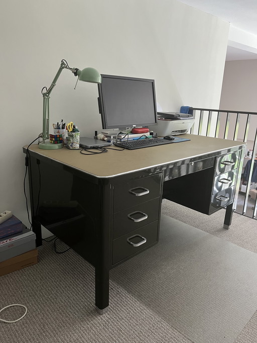 Vintage steel desk with matching Gispen office chair